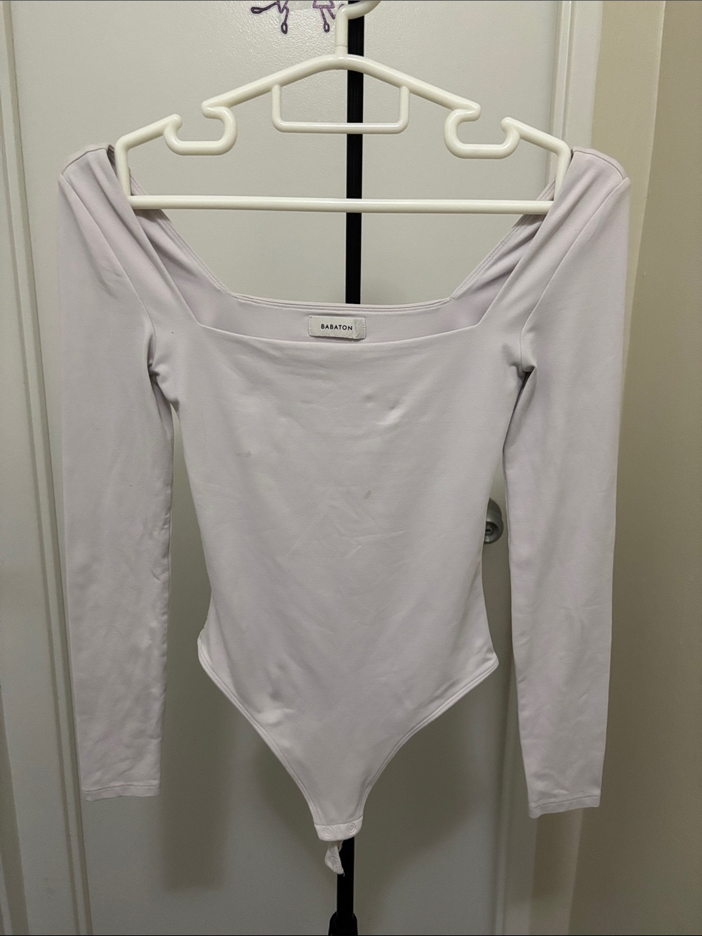 Babaton Long-Sleeve Square Neck Cream Bodysuit